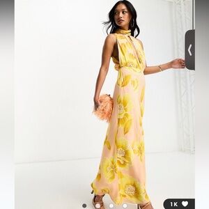 ASOS plunge halter maxi dress in floral print